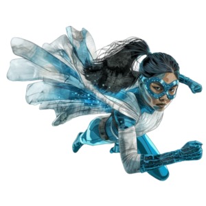 A heroic superhero flying clipart: Courage in Motion, Conveying Intensity, Determination, and Triumph Over Obstacles.