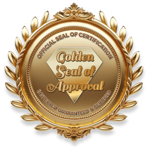 An elegant seal with editable text. Add an assurance of excellence and reliability with this golden badge. Isolated on a transparent background.
