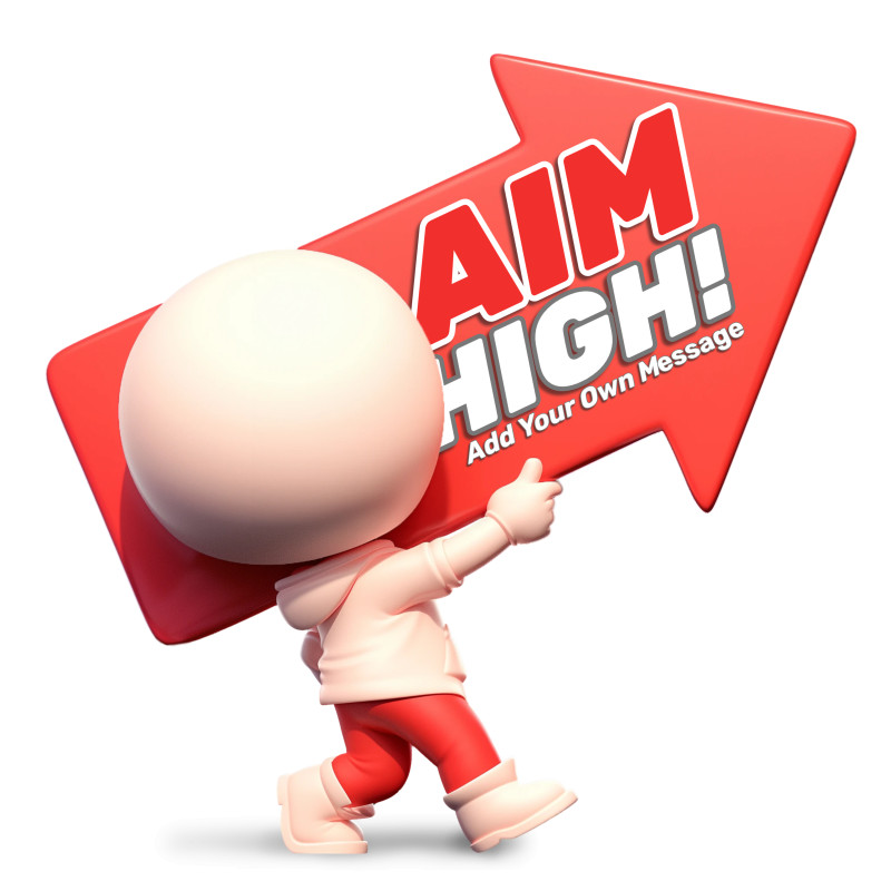 This Presentation Clipart shows a preview of Aim High Arrow Figure