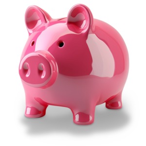 Download this piggy bank clipart image to use as a visual aid in presentation/media designs about financial savings.