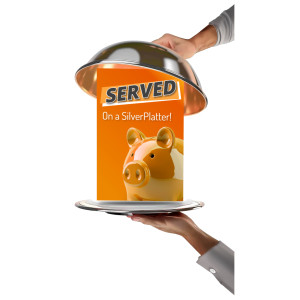 Download or customize this silver platter idiom.  A customizable clipart image to personalize for presentation/media designs.