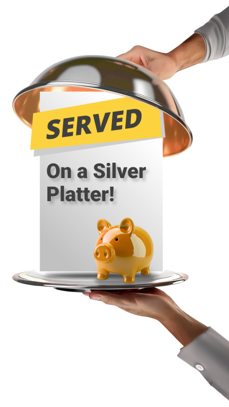This Presentation Clipart shows a preview of Silver Platter of Wealth - Customize