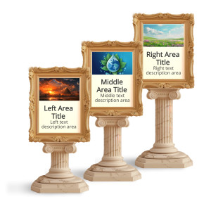 Customize and download this clipart image of three ornate picture frames resting on roman style pillars.