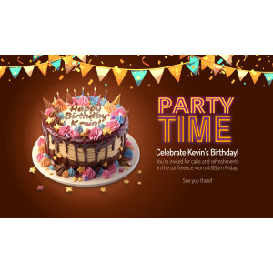 A fun customizable design template for birthday invitations or announcements. Users can easily replace names, dates and details on the invitation.