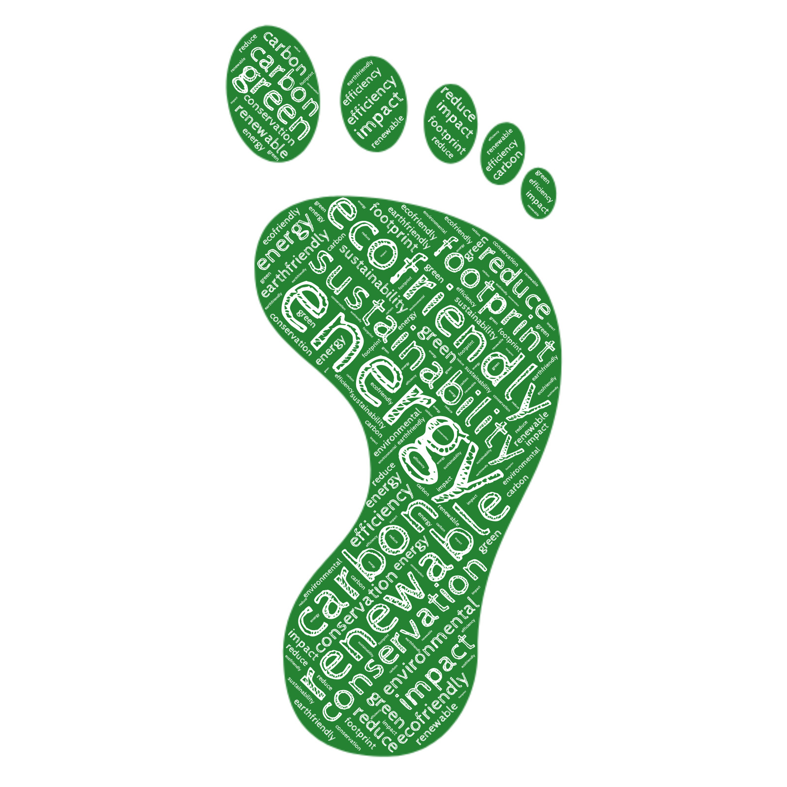 This Presentation Clipart shows a preview of Green Footprint Word Cloud Art