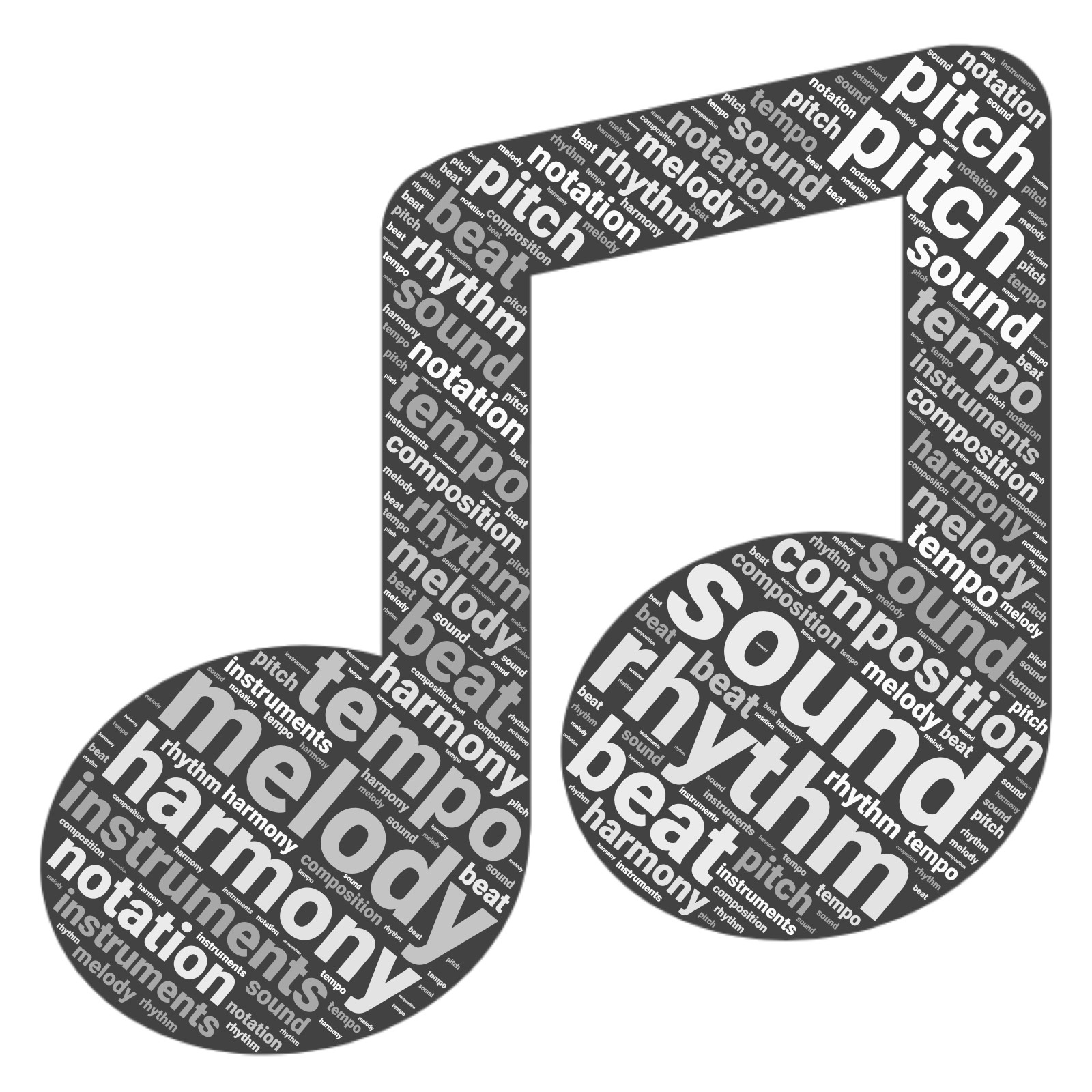 This Presentation Clipart shows a preview of Music Note Word Cloud