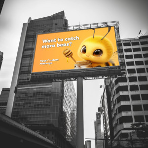 Catch more bees with honey with this editable billboard illustration design template.