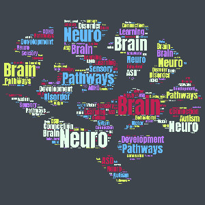 Download or customize this word cloud of a brain with filled with words like neuro, pathways, and development. Start adding your words!