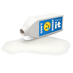Download or customize this clipart of a spilled carton of milk by changing the text to your personal message.