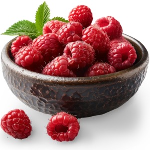 Download this food clipart showing a bowl full of raspberries. Use as a visual aid for presentations / media designs