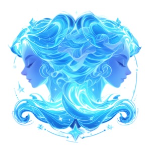 Download this Gemini twins zodiac clipart to represent people characterized by versatility, intellect, and friendly nature.