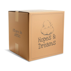 Download or customize this cardboard box by adding your personalized message and image to the sides.