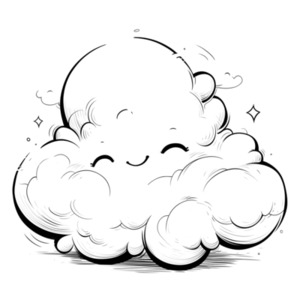 Pencil Drawing of a Happy Fluffy Cloud - PNG Image with Transparent Background