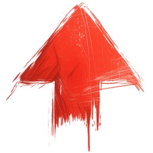 Download this sketched clipart of an arrow pointing upward.  Use as visual aid element on a presentation slide or in media designs