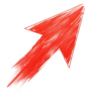 Download this sketched clipart of an arrow shooting upward and to the side.  Use as visual aid element on a presentation slide or in media designs.