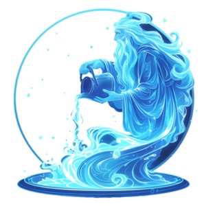 Download this Aquarius water bearer zodiac clipart to represent people characterized by their originality, idealism, and commitment to social causes.