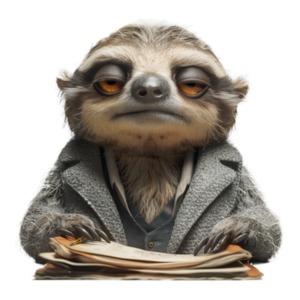 Download this clipart image of a sloth wearing a business jacket and vest.  Symbolizes slow pace Bureaucracy and break time importance.