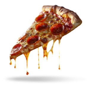 Download this clipart of a pizza slice with melting cheese dripping off and use as a visual aid in your presentations and media designs.