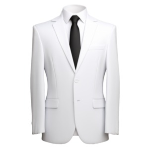 Download this clipart image of a white dress coat with a black tie to visually represent sophistication and class in presentations / media designs.