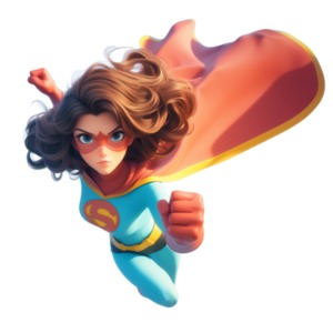 An action pose of female superhero flying with a cape - Transparent PNG Image