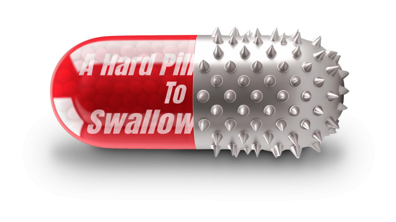 This Presentation Clipart shows a preview of A Hard Pill to Swallow - Idiom Clipart