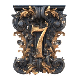 Download this decorative number seven surrounded by floral and scrollwork design.  Use as a focal design in PowerPoint to make your seventh point.
