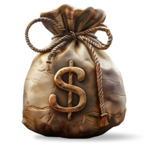 A 3D icon Bag of Money - A PNG Clipart Image with a Transparent Background
