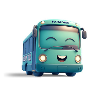 Customize this happy bus clipart by changing the message on the side of the bus and download.