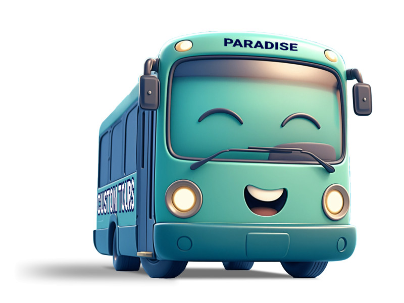 This Presentation Clipart shows a preview of Custom Happy Bus Clipart