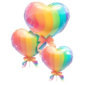 These rainbow colored heart shaped balloons represent joy, love and diversity. Celebrate Pride and promote unity.