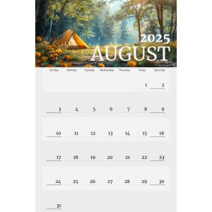 This camping themed calendar template can easily be changed to any month of any year and the imagery can be switched to your own.
