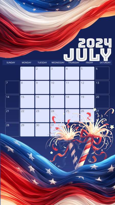 This Presentation Clipart shows a preview of 4th of July Calendar