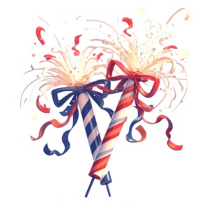 Download this Forth of July stylized fireworks clipart to celebrate the holiday in your presentations and media designs.