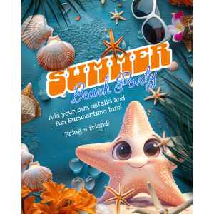 Customize and download this summer party invite clipart template.  Easily customize with a date and time.