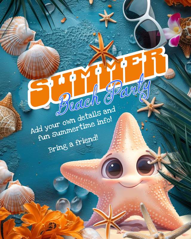 This Presentation Clipart shows a preview of Summer Beach Party Invite Clipart