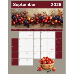 Set with a harvest theme, this editable calendar template can quickly generate any summer month and year combination you need.