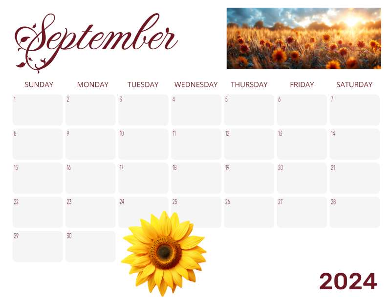 This Presentation Clipart shows a preview of September Desk Calendar