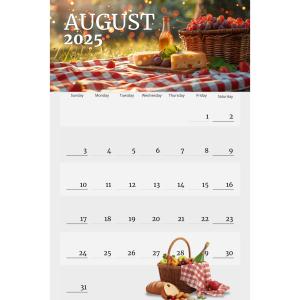 Set against a backdrop of a summer picnic, this editable calendar template can quickly generate any summer month and year combination you need.