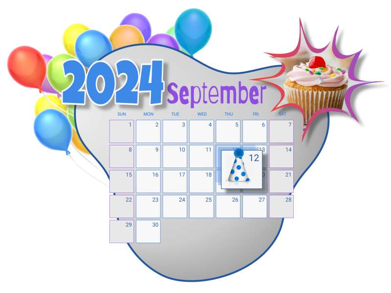 This Presentation Clipart shows a preview of Birthday Balloon Calendar