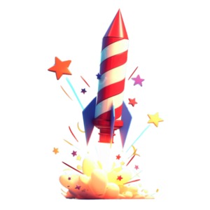 Download this clipart of a fireworks rocket blasting off to add a visual design of celebration to you presentation and media design projects.