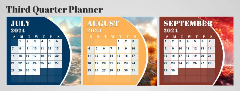 This Presentation Clipart shows a preview of Three Month Planner Clipart