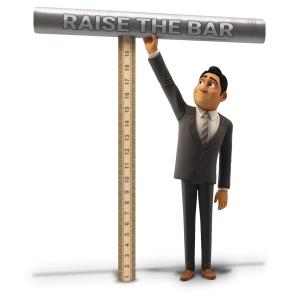 Download or customize this raise the bar idiom clipart to represent setting higher standards or goals.  Use in presentations or media designs.
