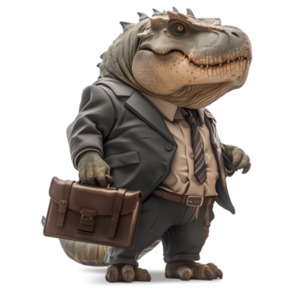 Download this business dinosaur clipart to use in a presentation or media design to symbolize strength in business.