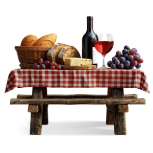 Download this picnic table feast clipart to accompany a presentation slide or media design about nourishment and abundance.