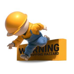 Download this clipart image showing workplace safety of a tripping hazard.  Add it to your training material for presentations and media designs.