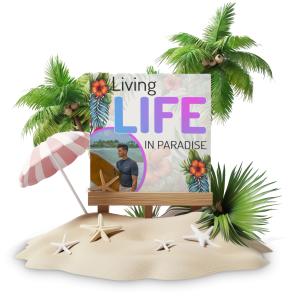 Download or edit the sign on this tropical paradise clipart image by changing the text message and images on the sign.