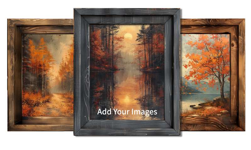 This Presentation Clipart shows a preview of Three Wooden Frames Clipart