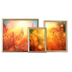 Customize this three golden frame clipart image by uploading your own photos and replacing the placeholder images.