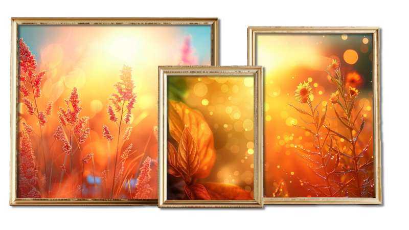 This Presentation Clipart shows a preview of Three Golden Frames -  Custom Clipart