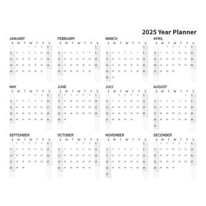 Download or customize this printable year calendar to reflect the month and year you would like to show.